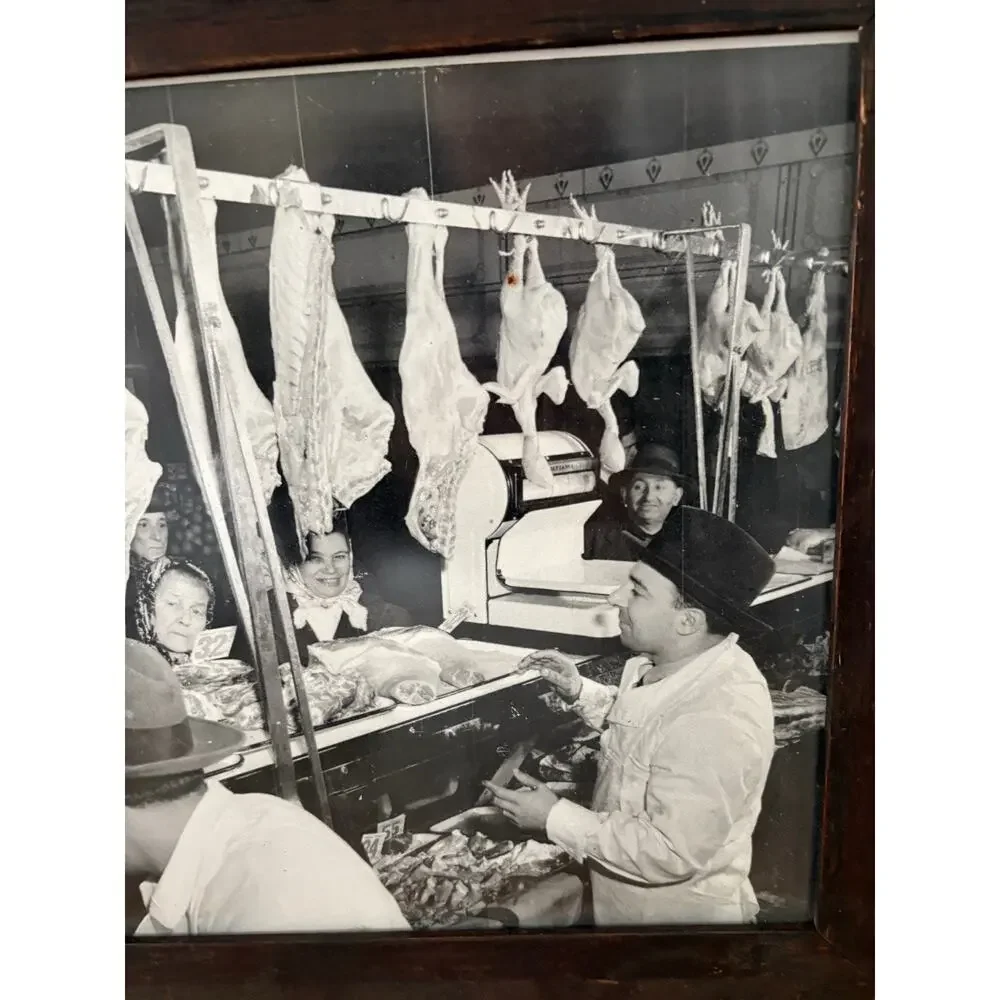 Wood Vintage Frames W/ Little Italy B&W Picture Reprints | Deli Butcher Shop